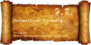 Hofmeister Klaudia névjegykártya